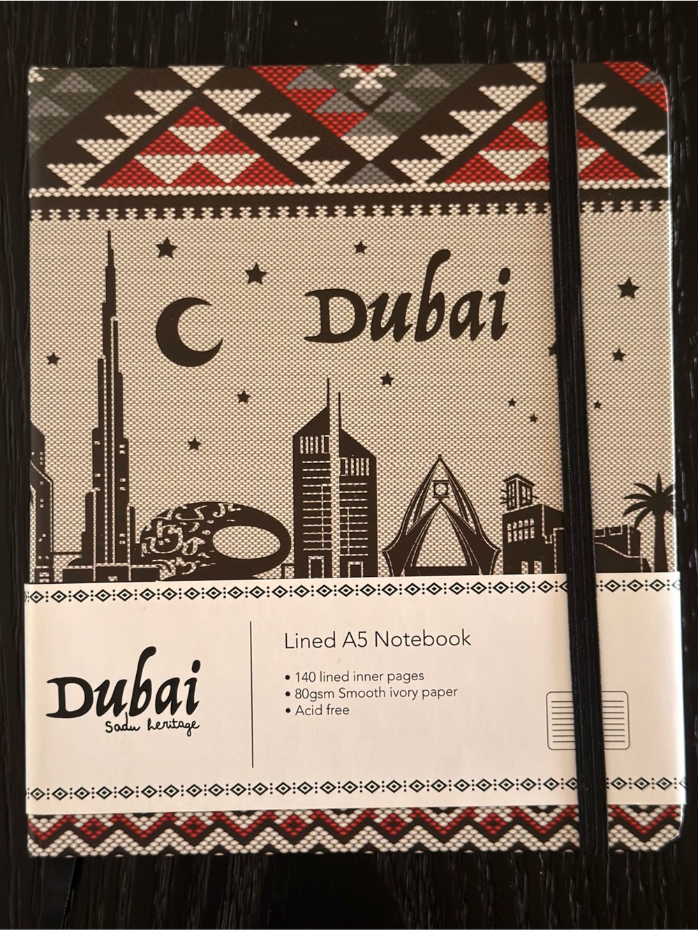 Branded Lined A5 Notebook - Black & Ivory